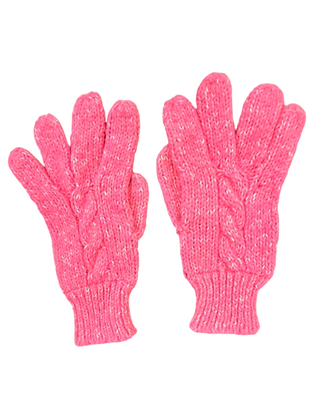 Bright Pink Cable Knit Gloves
